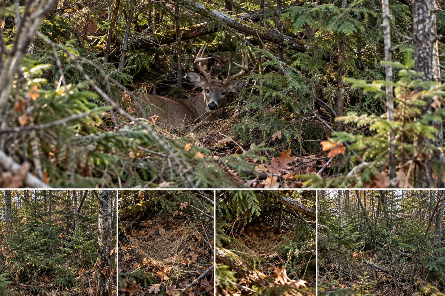 Examples of dense woodland and brush that can provide deer bedding cover
