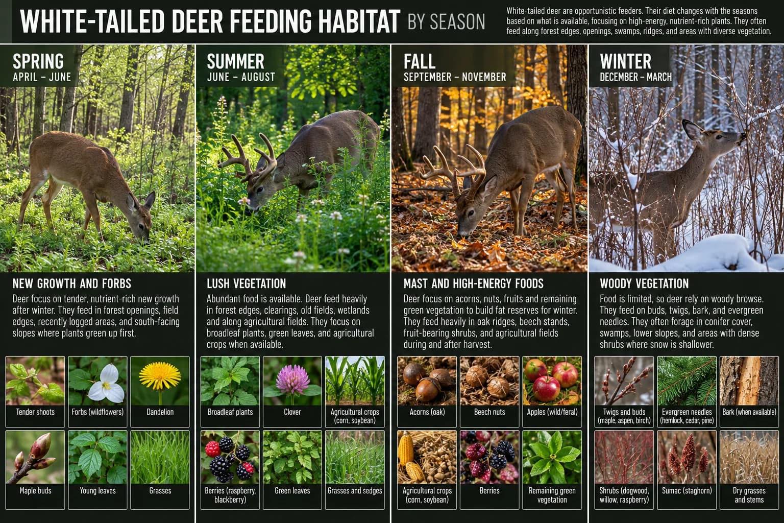 Four-season educational overview of potential white-tailed deer foods and feeding habitat